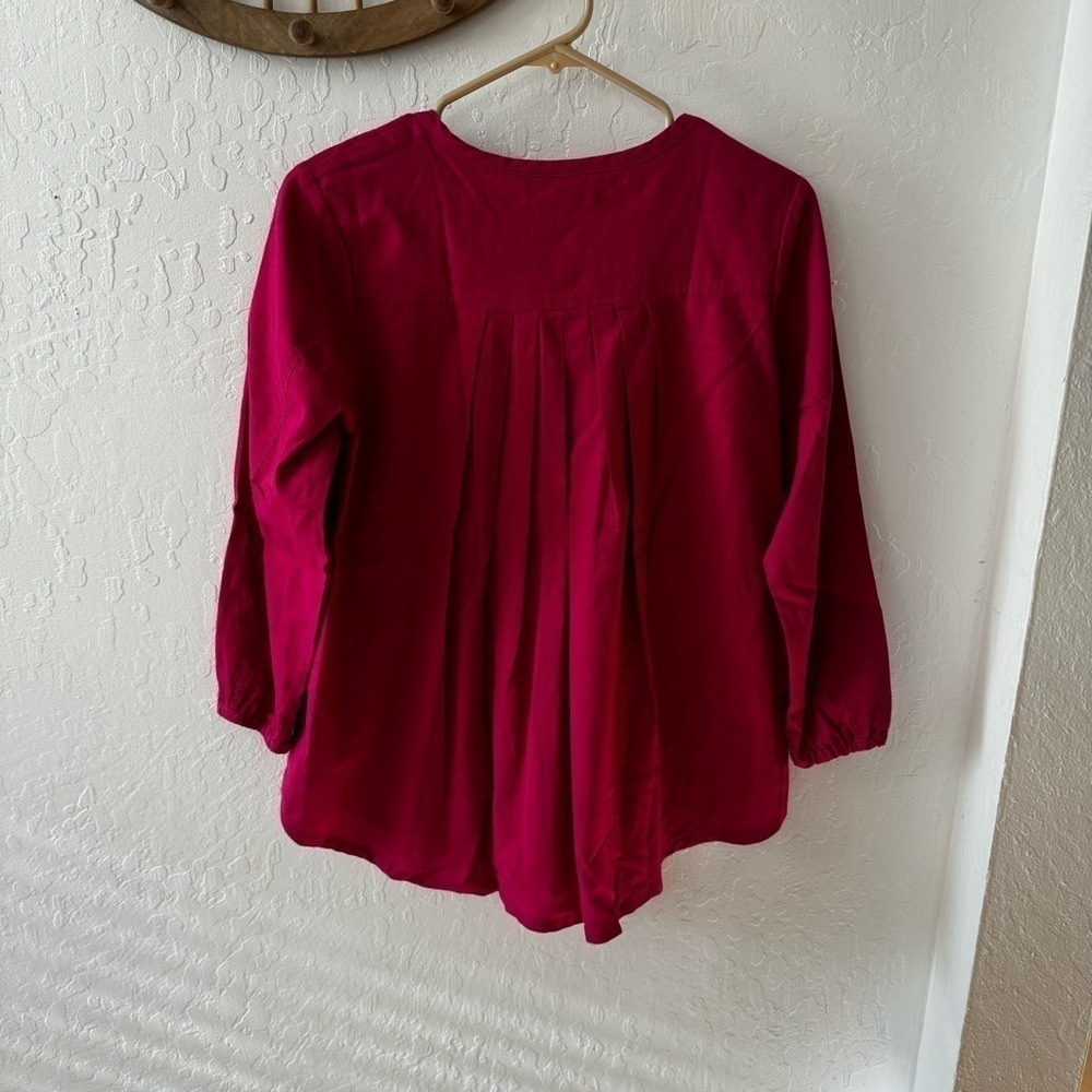 Johnny Was Calme Pink XS Pink 3/4 Tassel Embroidered Blouse - Picture 11 of 14